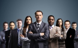 Young attractive business people